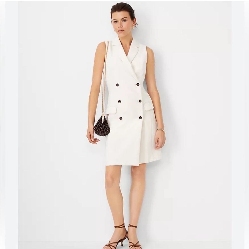 Ann Taylor blush Double-Breasted Vest Dress size XS Petite